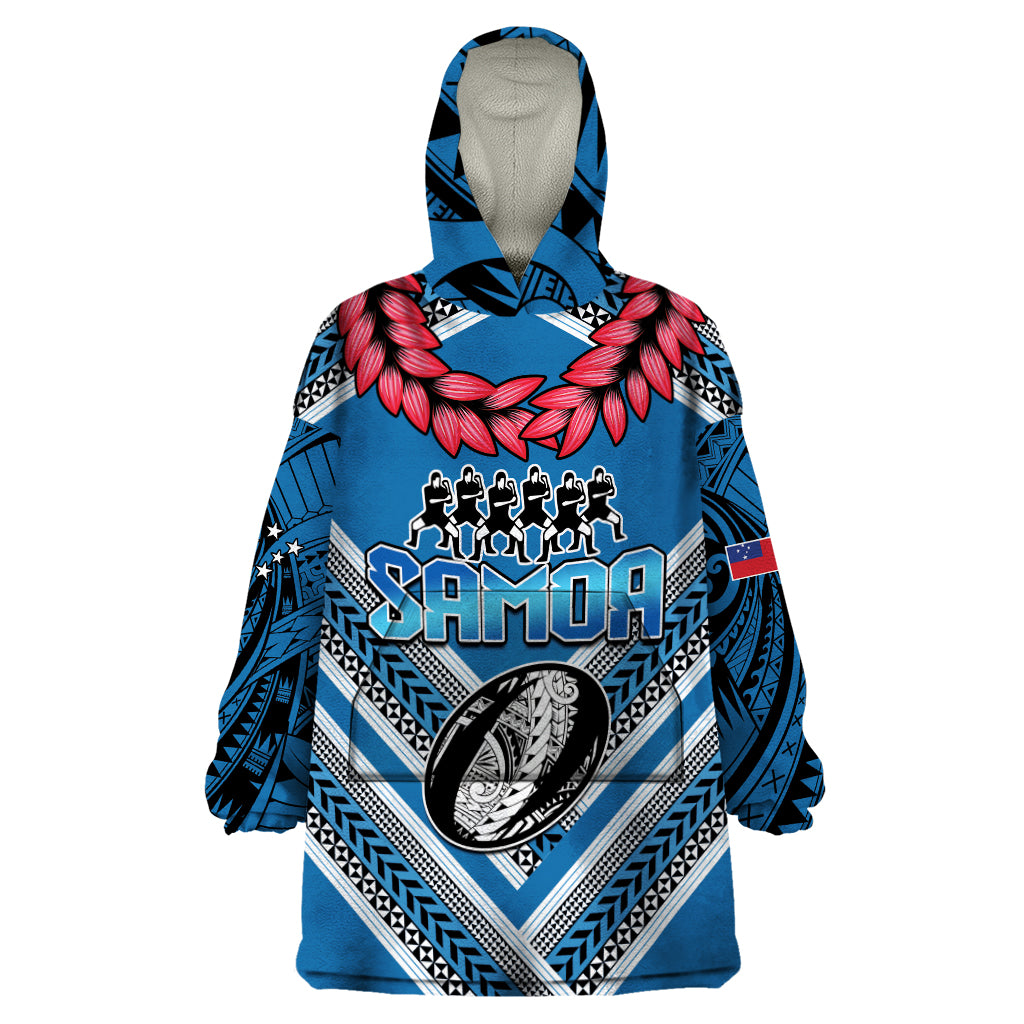 Custom Manuma Samoa Rugby Wearable Blanket Hoodie Ula fala Samoan Siva Tau Tribal - Vibe Hoodie Shop