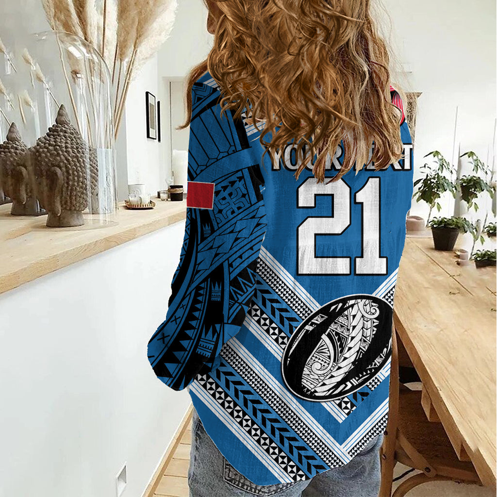 Custom Manuma Samoa Rugby Women Casual Shirt Ula fala Samoan Siva Tau Tribal - Vibe Hoodie Shop
