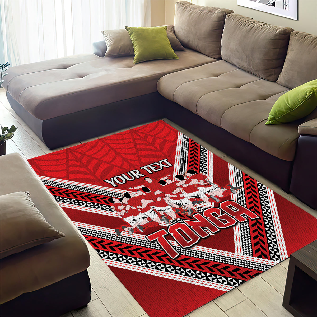 Custom Tonga Rugby Area Rug Tonga Sipi Tau Ngatu Tribal Pattern - Vibe Hoodie Shop