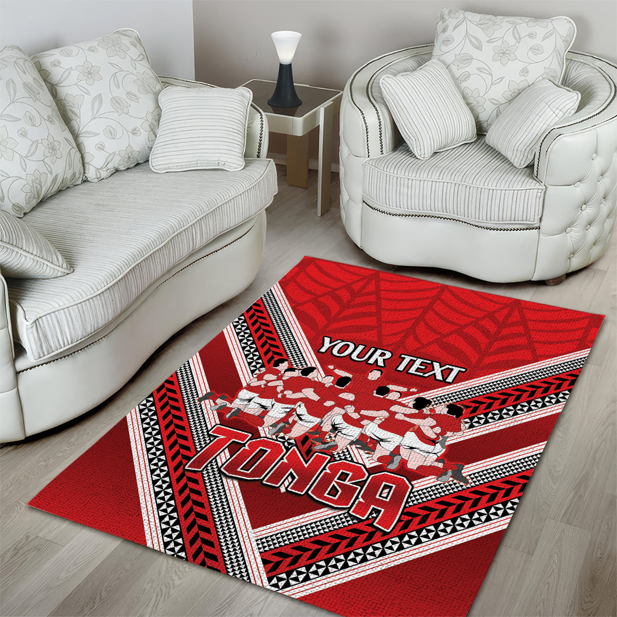 Custom Tonga Rugby Area Rug Tonga Sipi Tau Ngatu Tribal Pattern - Vibe Hoodie Shop