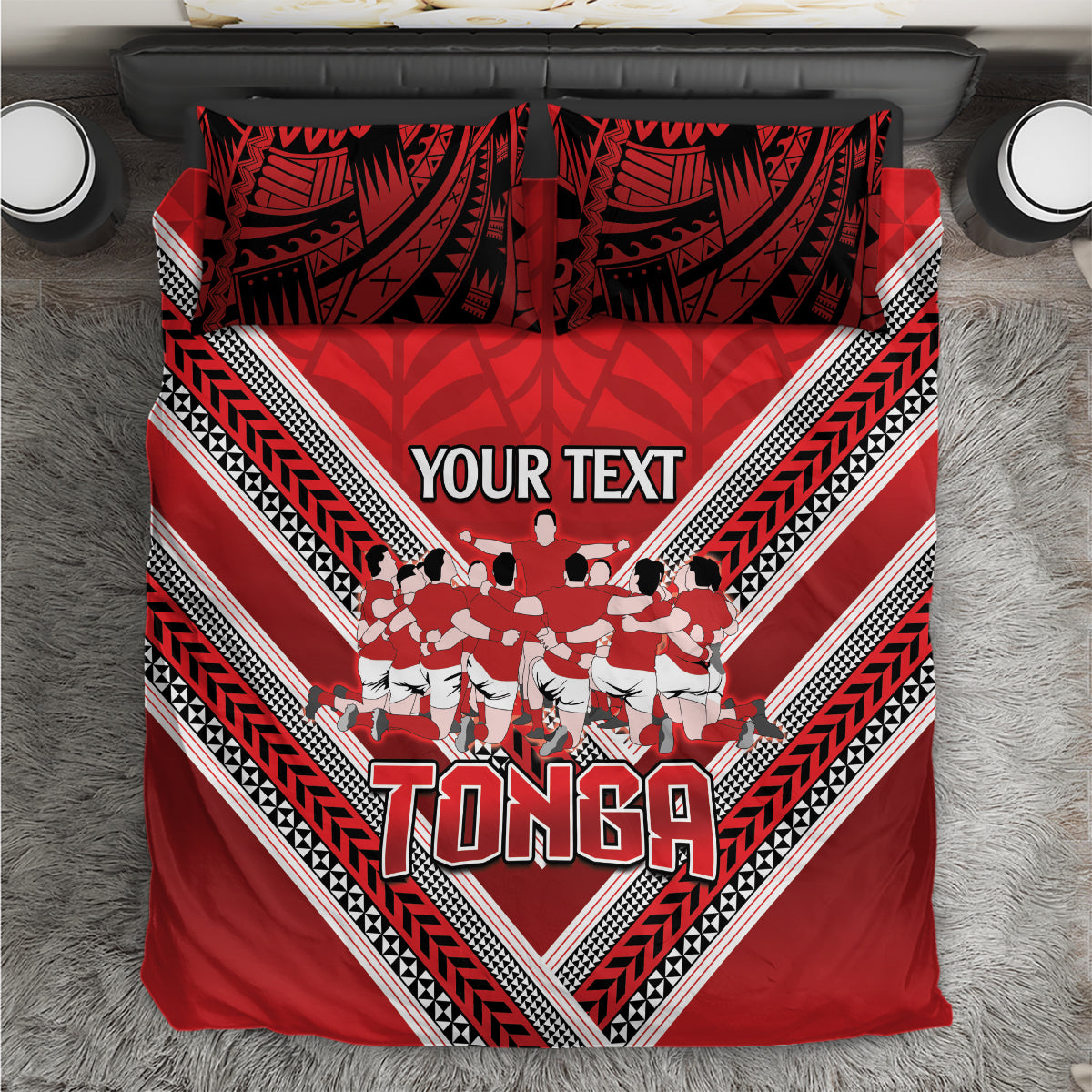 Custom Tonga Rugby Bedding Set Tonga Sipi Tau Ngatu Tribal Pattern - Vibe Hoodie Shop