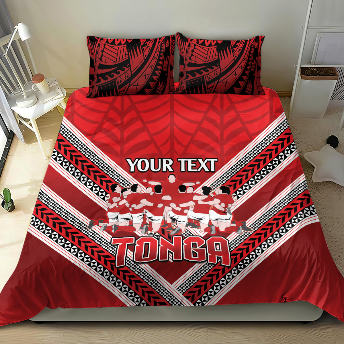 Custom Tonga Rugby Bedding Set Tonga Sipi Tau Ngatu Tribal Pattern - Vibe Hoodie Shop