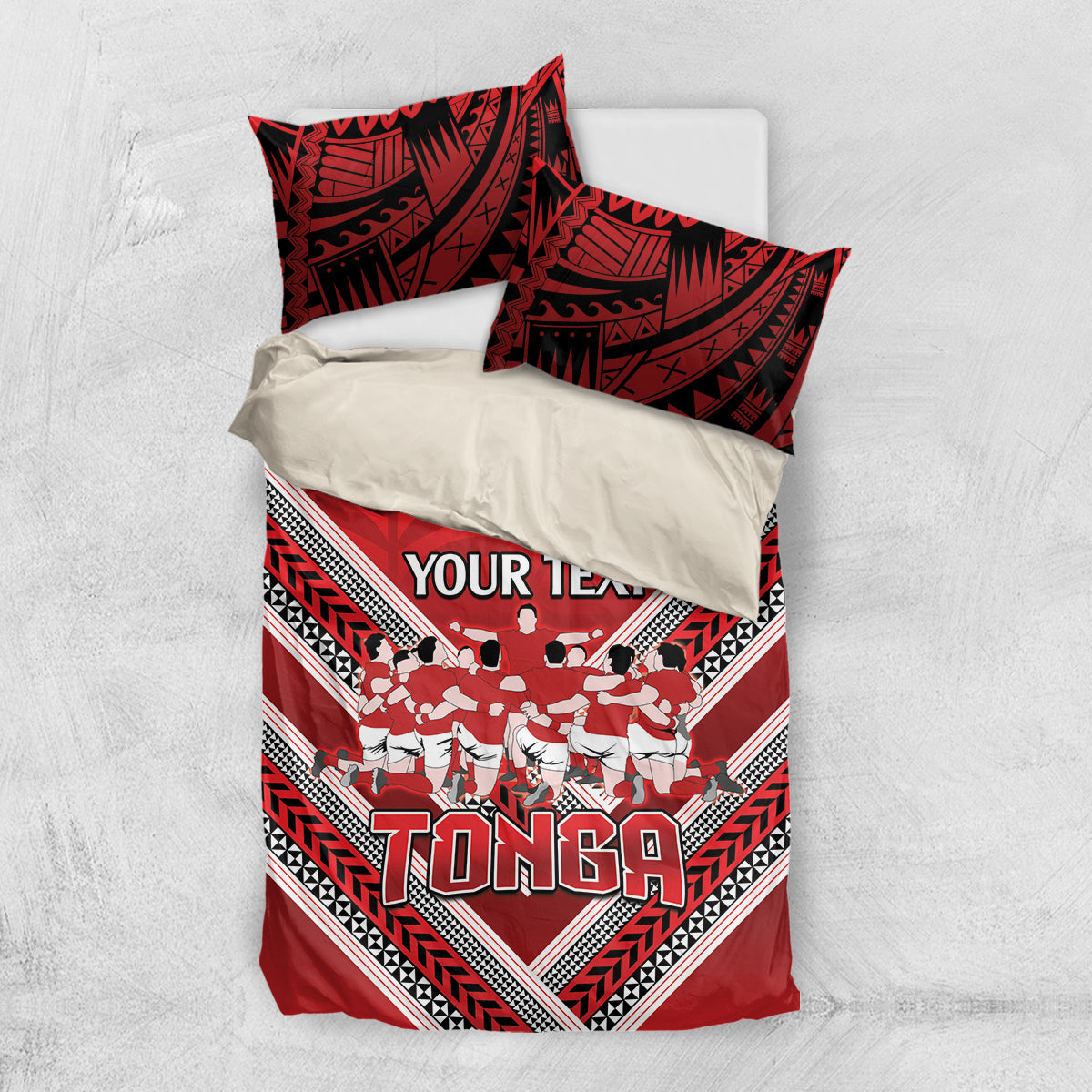 Custom Tonga Rugby Bedding Set Tonga Sipi Tau Ngatu Tribal Pattern - Vibe Hoodie Shop