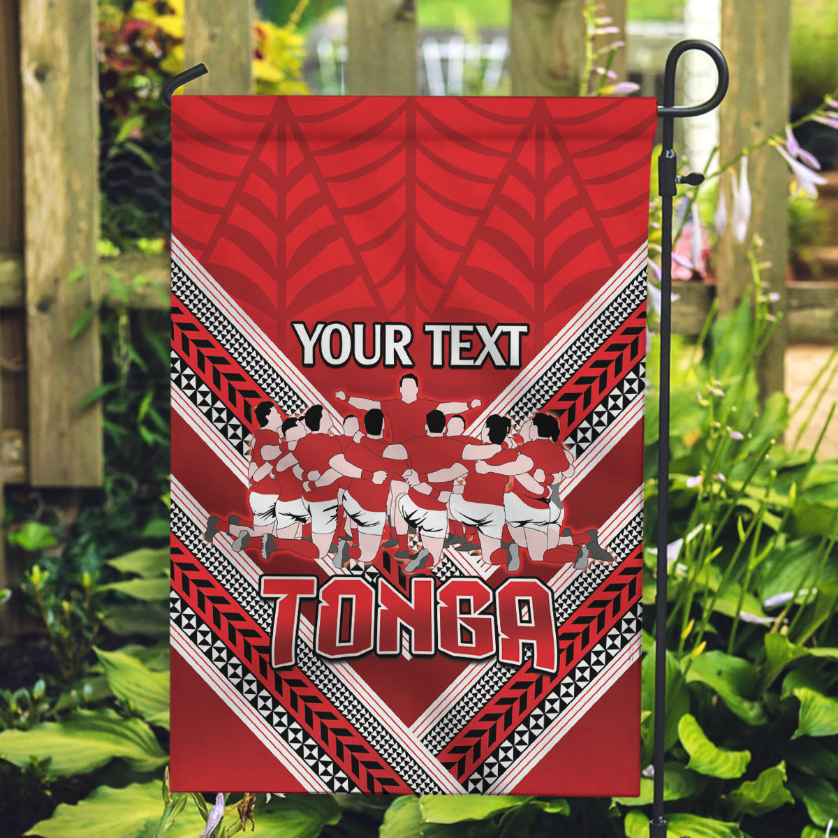 Custom Tonga Rugby Garden Flag Tonga Sipi Tau Ngatu Tribal Pattern - Vibe Hoodie Shop