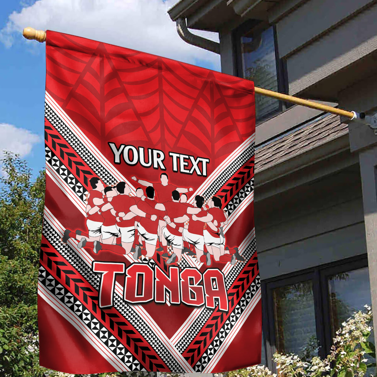 Custom Tonga Rugby Garden Flag Tonga Sipi Tau Ngatu Tribal Pattern - Vibe Hoodie Shop