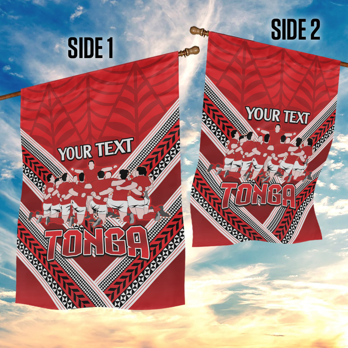 Custom Tonga Rugby Garden Flag Tonga Sipi Tau Ngatu Tribal Pattern - Vibe Hoodie Shop