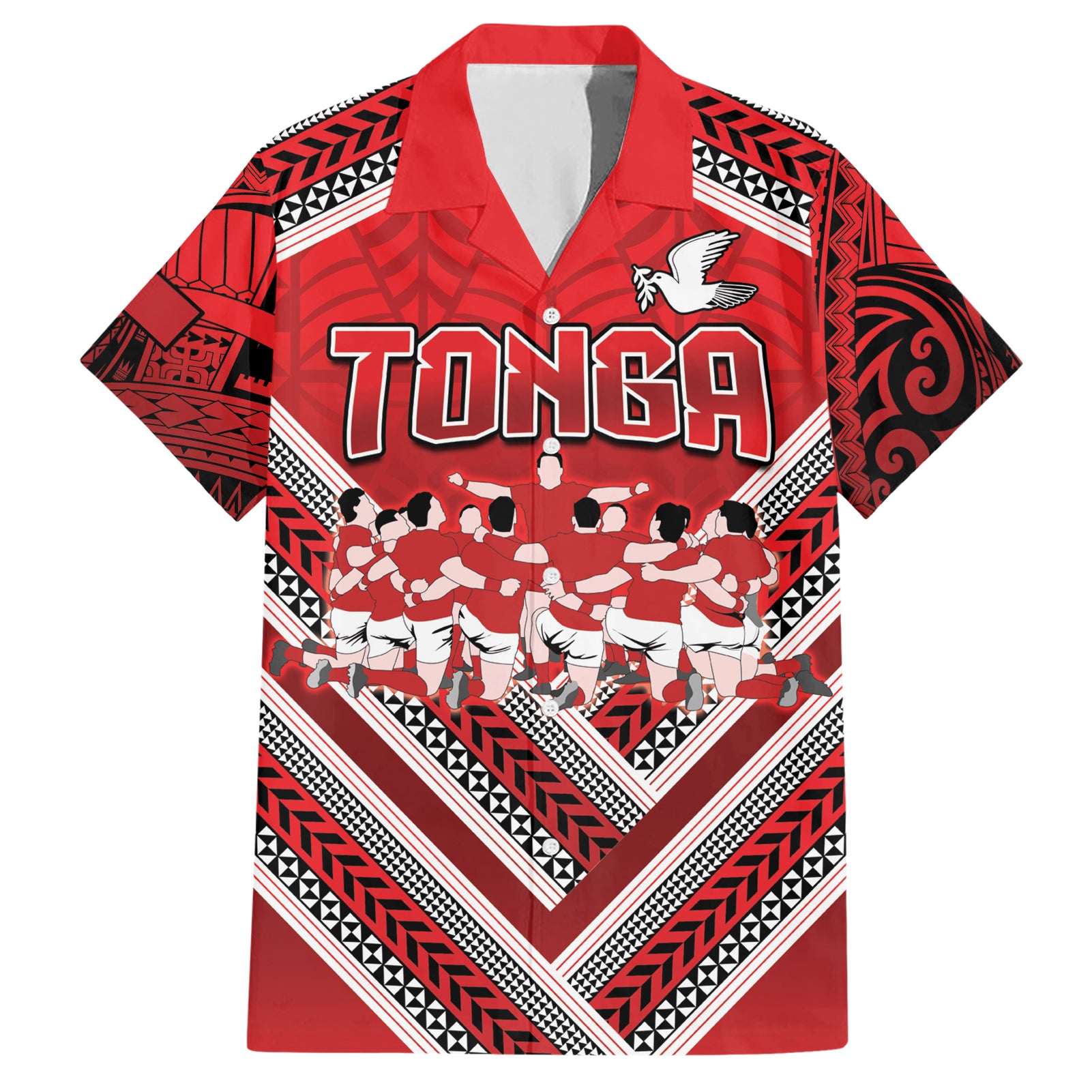 Custom Tonga Rugby Hawaiian Shirt Tonga Sipi Tau Ngatu Tribal Pattern - Vibe Hoodie Shop