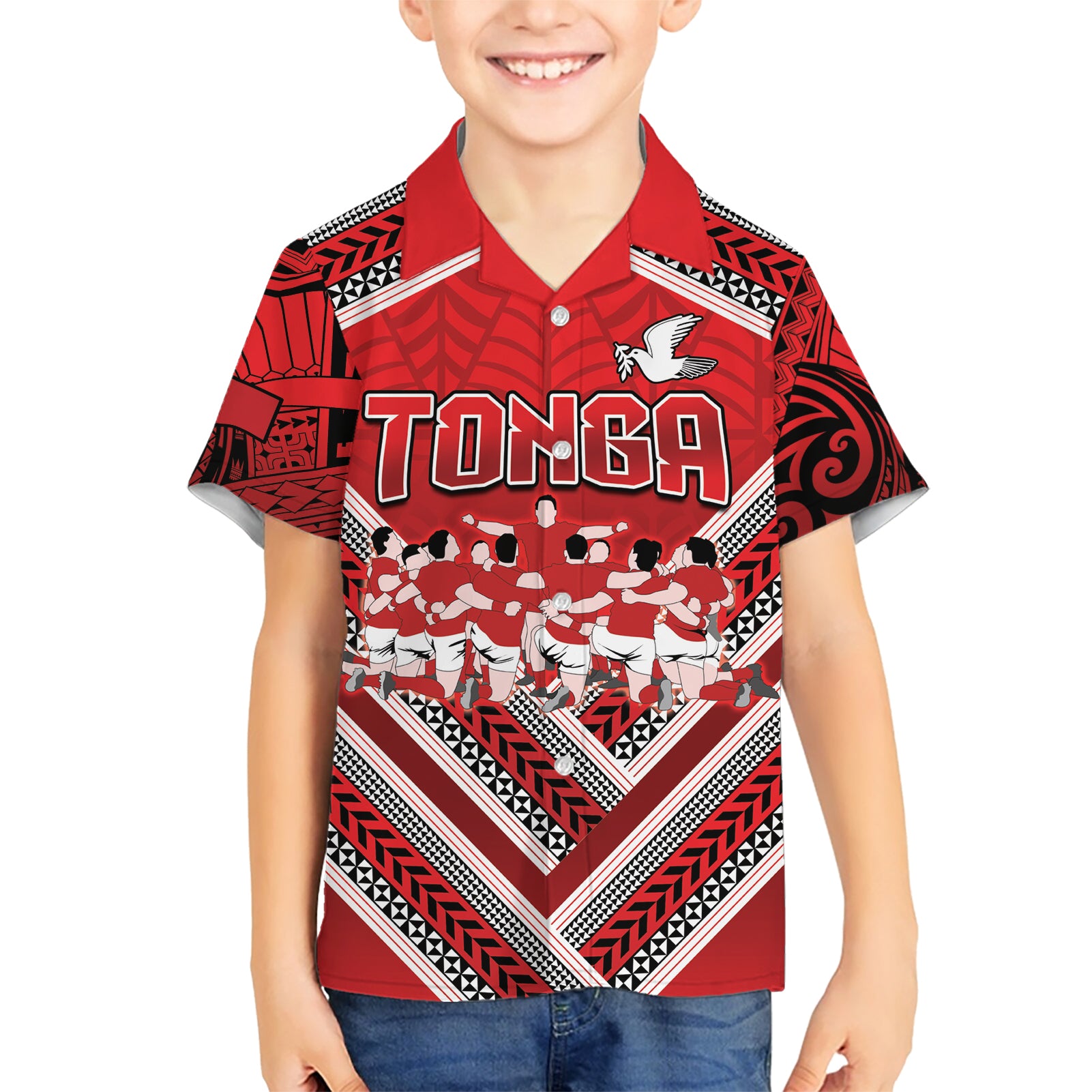 Custom Tonga Rugby Hawaiian Shirt Tonga Sipi Tau Ngatu Tribal Pattern - Vibe Hoodie Shop