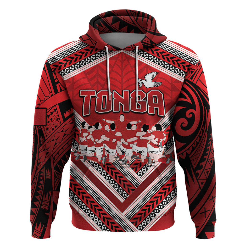 Custom Tonga Rugby Hoodie Tonga Sipi Tau Ngatu Tribal Pattern LT9 - Vibe Hoodie Shop