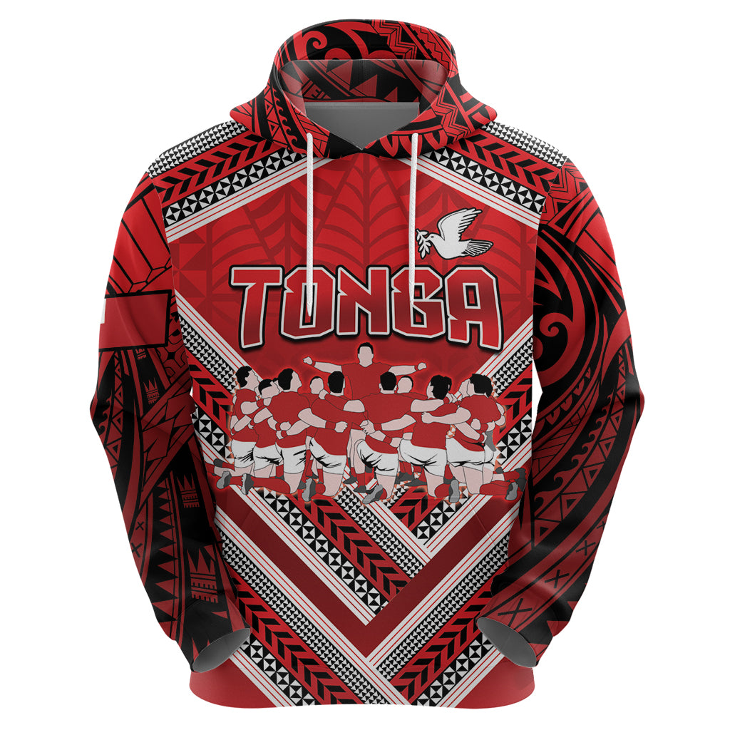 Custom Tonga Rugby Hoodie Tonga Sipi Tau Ngatu Tribal Pattern LT9 - Vibe Hoodie Shop