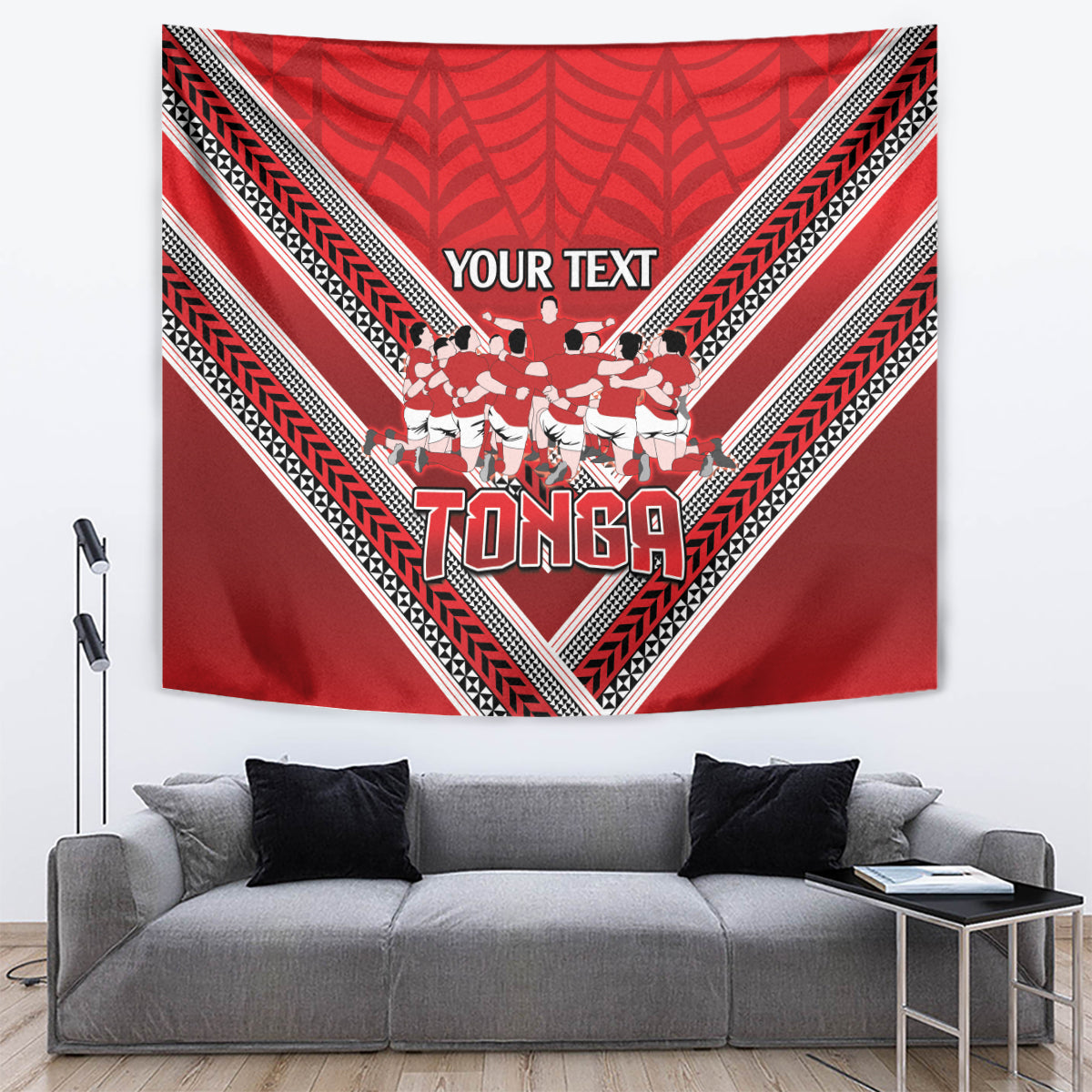 Custom Tonga Rugby Tapestry Tonga Sipi Tau Ngatu Tribal Pattern - Vibe Hoodie Shop