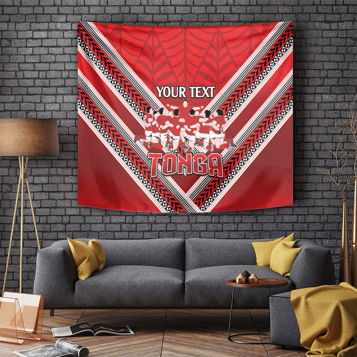 Custom Tonga Rugby Tapestry Tonga Sipi Tau Ngatu Tribal Pattern - Vibe Hoodie Shop