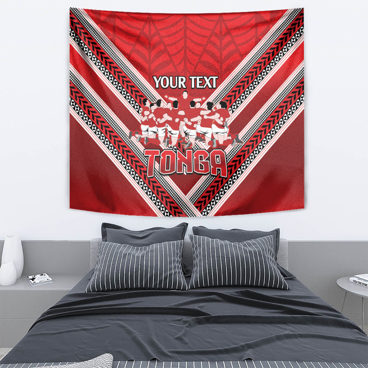 Custom Tonga Rugby Tapestry Tonga Sipi Tau Ngatu Tribal Pattern - Vibe Hoodie Shop