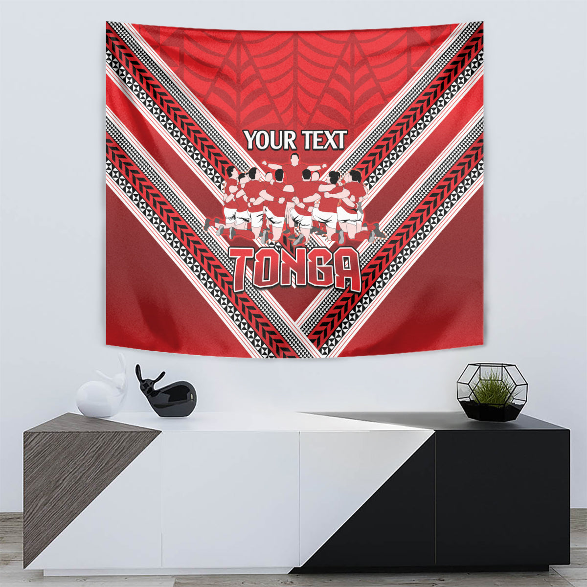 Custom Tonga Rugby Tapestry Tonga Sipi Tau Ngatu Tribal Pattern - Vibe Hoodie Shop