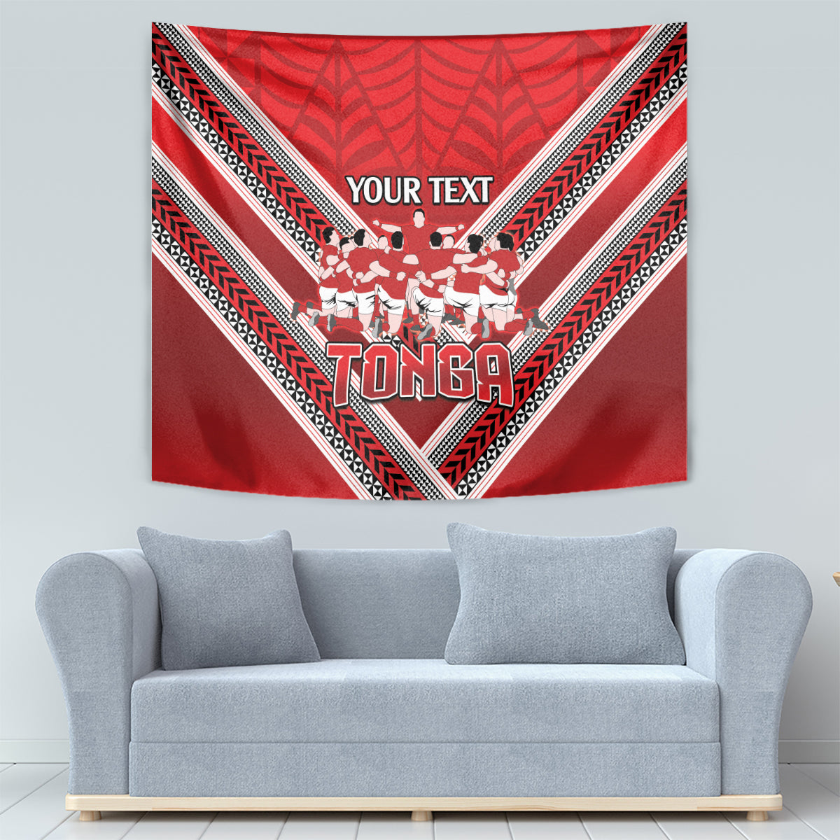 Custom Tonga Rugby Tapestry Tonga Sipi Tau Ngatu Tribal Pattern - Vibe Hoodie Shop