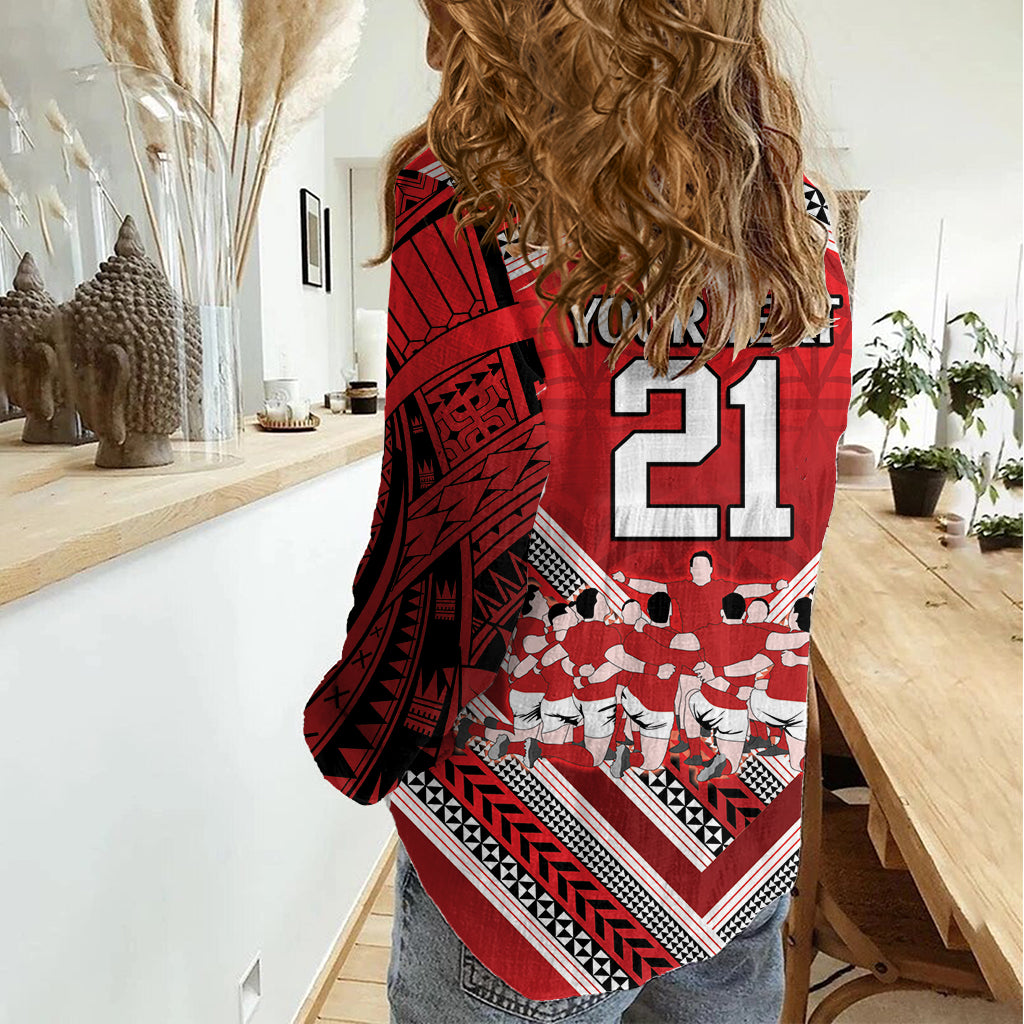 Custom Tonga Rugby Women Casual Shirt Tonga Sipi Tau Ngatu Tribal Pattern - Vibe Hoodie Shop