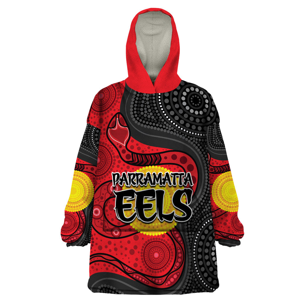 2023 Parramatta Eels Wearable Blanket Hoodie Simple Aboriginal - Vibe Hoodie Shop