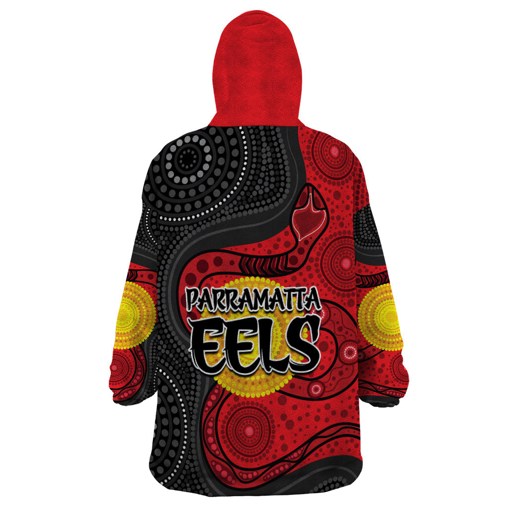 2023 Parramatta Eels Wearable Blanket Hoodie Simple Aboriginal - Vibe Hoodie Shop