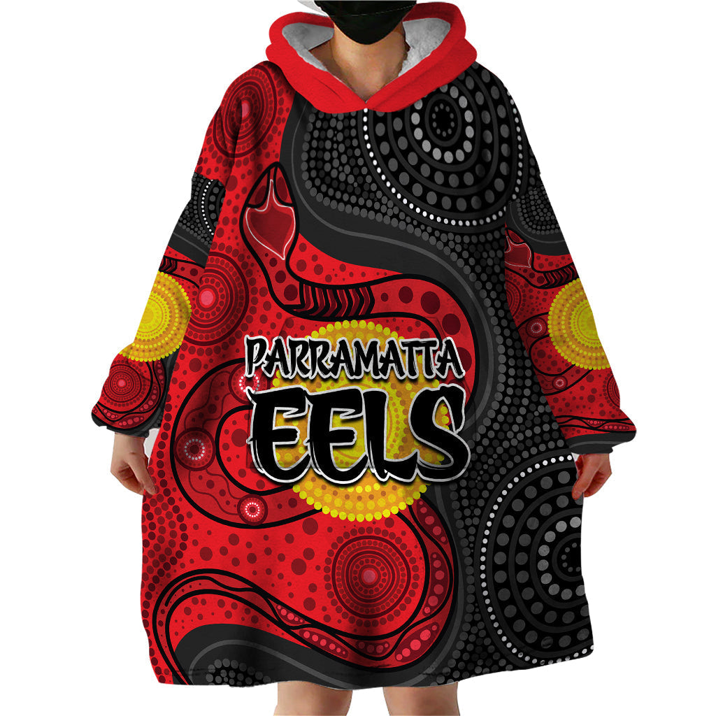 2023 Parramatta Eels Wearable Blanket Hoodie Simple Aboriginal - Vibe Hoodie Shop