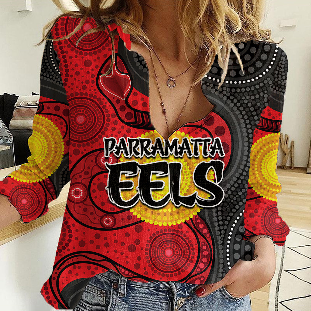 2023 Parramatta Eels Women Casual Shirt Simple Aboriginal - Vibe Hoodie Shop