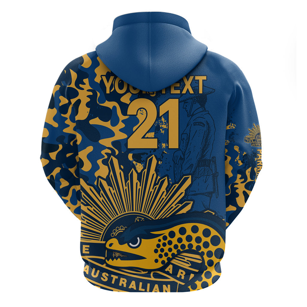 (Custom Text And Number) NRL ANZAC 2023 Parramatta Eels Hoodie Camouflage LT9 - Vibe Hoodie Shop