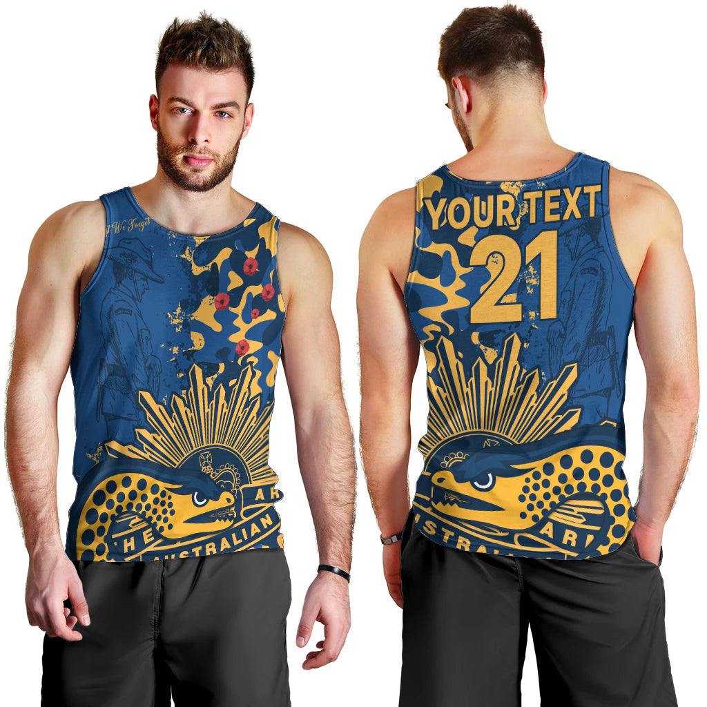 (Custom Text And Number) NRL ANZAC 2023 Parramatta Eels Men Tank Top Camouflage - Vibe Hoodie Shop