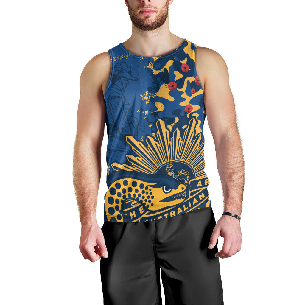 (Custom Text And Number) NRL ANZAC 2023 Parramatta Eels Men Tank Top Camouflage - Vibe Hoodie Shop