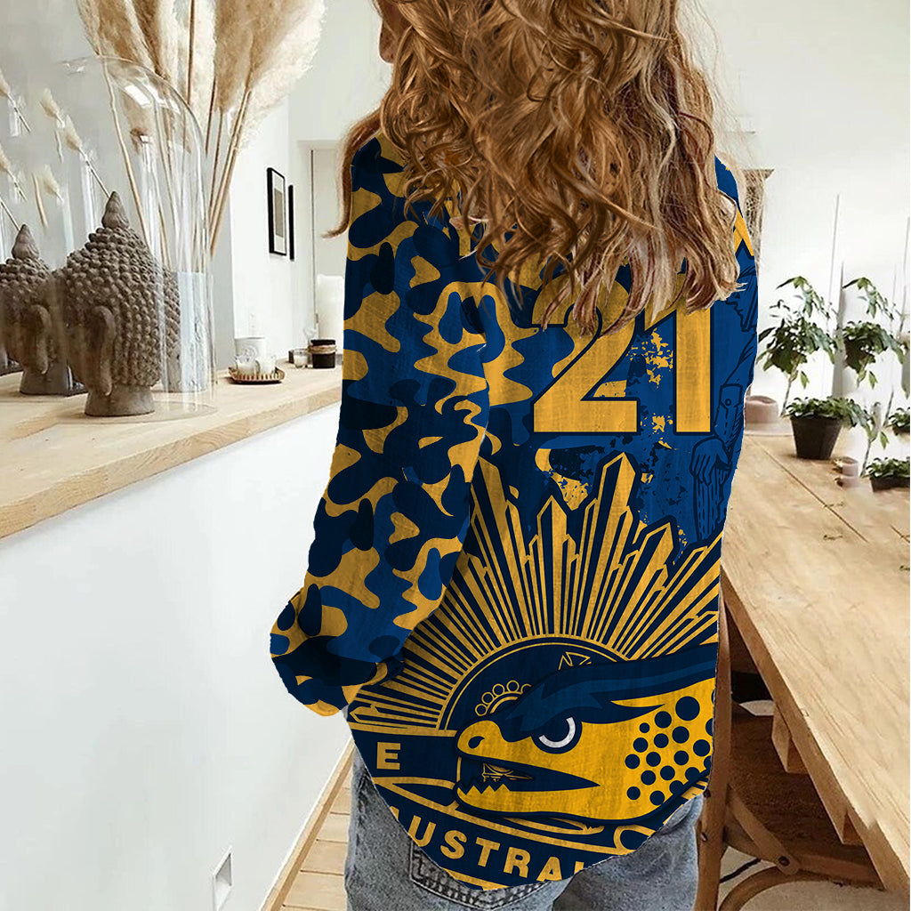 (Custom Text And Number) NRL ANZAC 2023 Parramatta Eels Women Casual Shirt Camouflage - Vibe Hoodie Shop