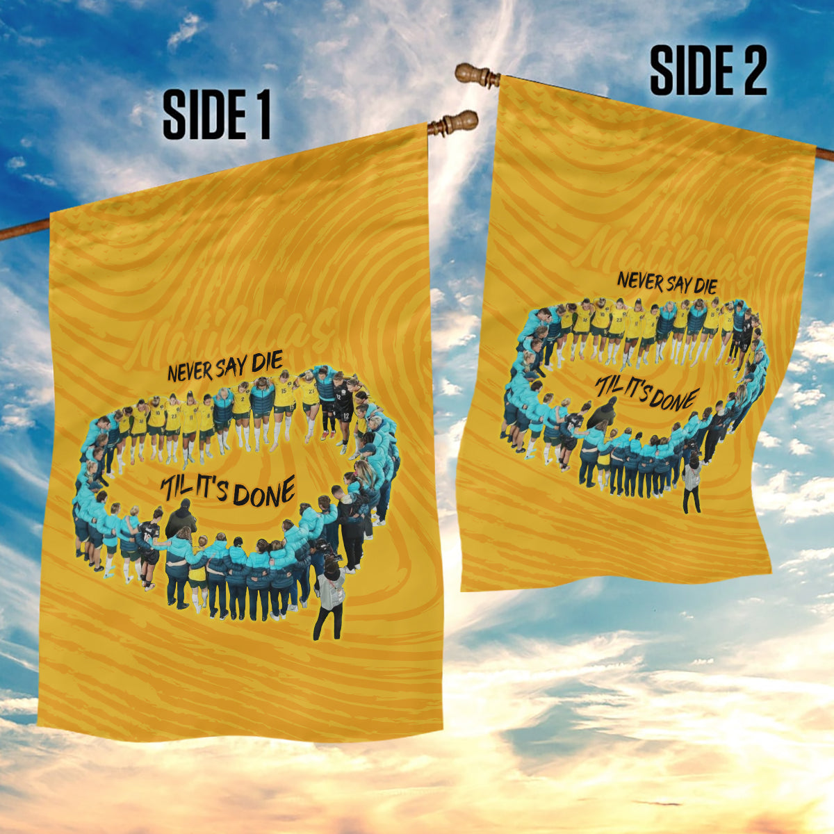 Matildas Til Its Done Custom Garden Flag Australia Womens Soccer Gold Style - Vibe Hoodie Shop
