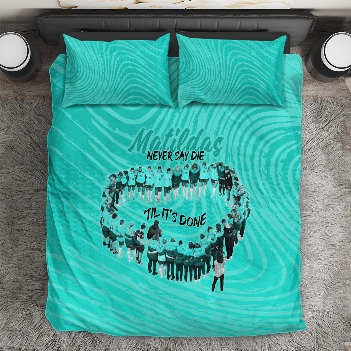 Matildas Til Its Done Custom Bedding Set Australia Womens Soccer Turquoise Style - Vibe Hoodie Shop