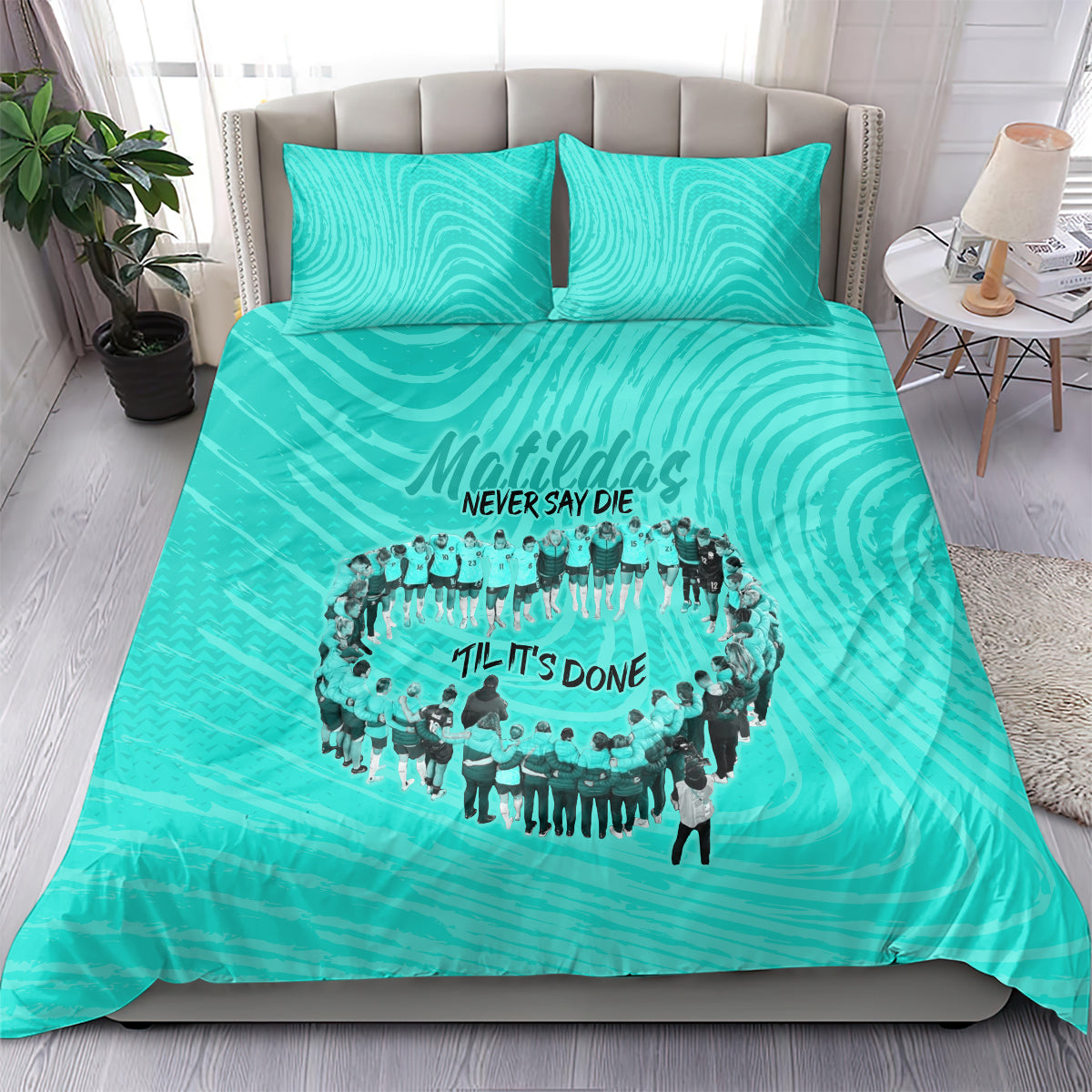 Matildas Til Its Done Custom Bedding Set Australia Womens Soccer Turquoise Style - Vibe Hoodie Shop