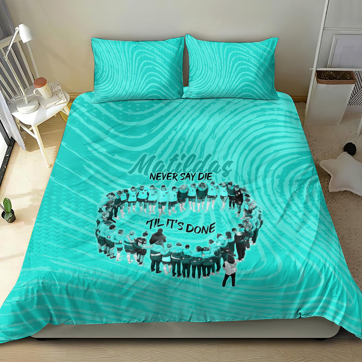 Matildas Til Its Done Custom Bedding Set Australia Womens Soccer Turquoise Style - Vibe Hoodie Shop