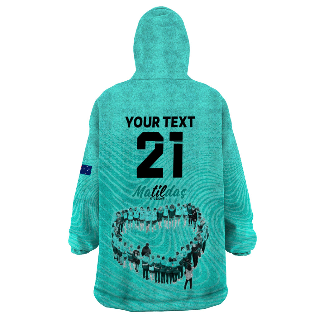 Matildas Til Its Done Custom Wearable Blanket Hoodie Australia Womens Soccer Turquoise Style - Vibe Hoodie Shop