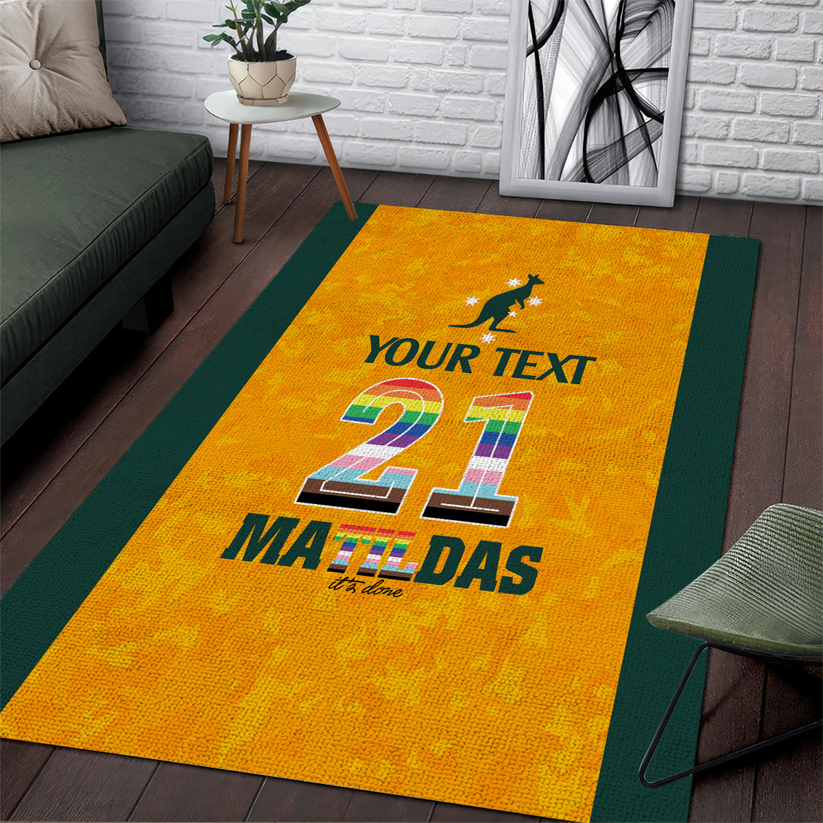 Custom Australia Matildas Pride With Kangaroo Area Rug - Vibe Hoodie Shop