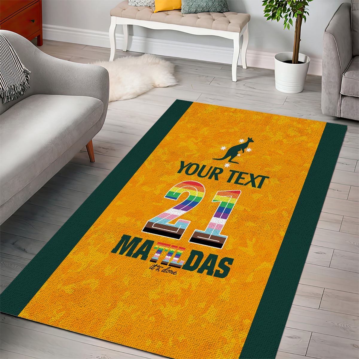 Custom Australia Matildas Pride With Kangaroo Area Rug - Vibe Hoodie Shop