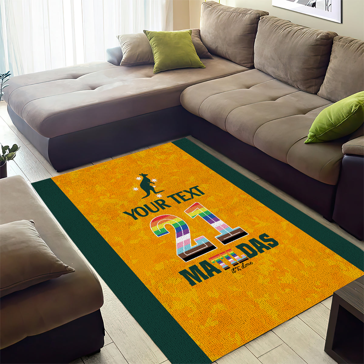 Custom Australia Matildas Pride With Kangaroo Area Rug - Vibe Hoodie Shop