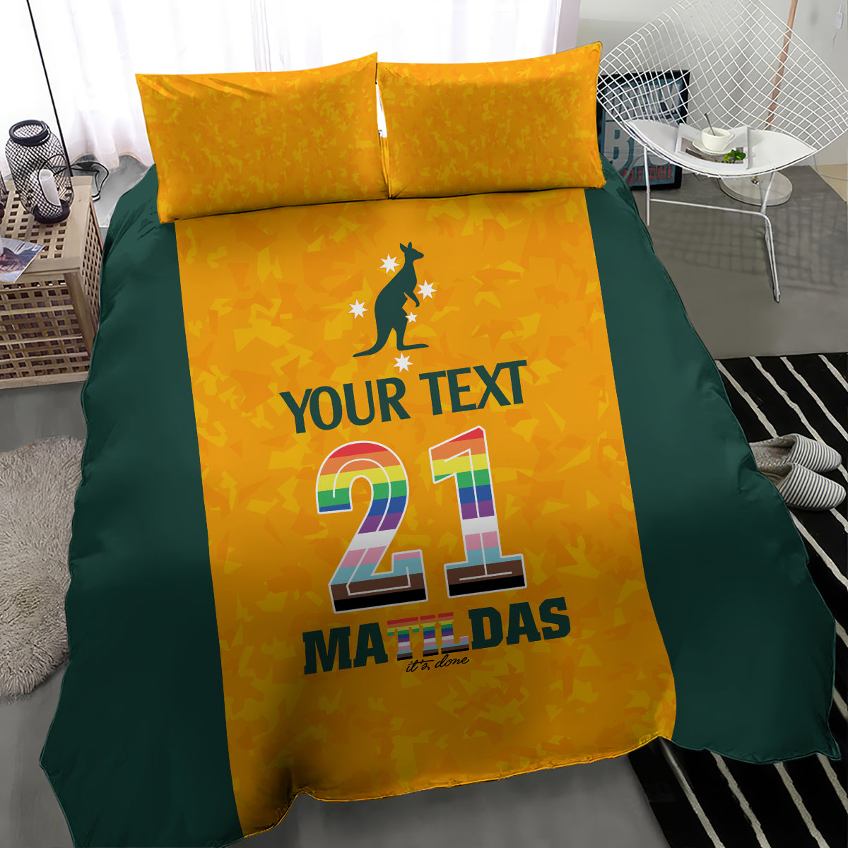 Custom Australia Matildas Pride With Kangaroo Bedding Set - Vibe Hoodie Shop
