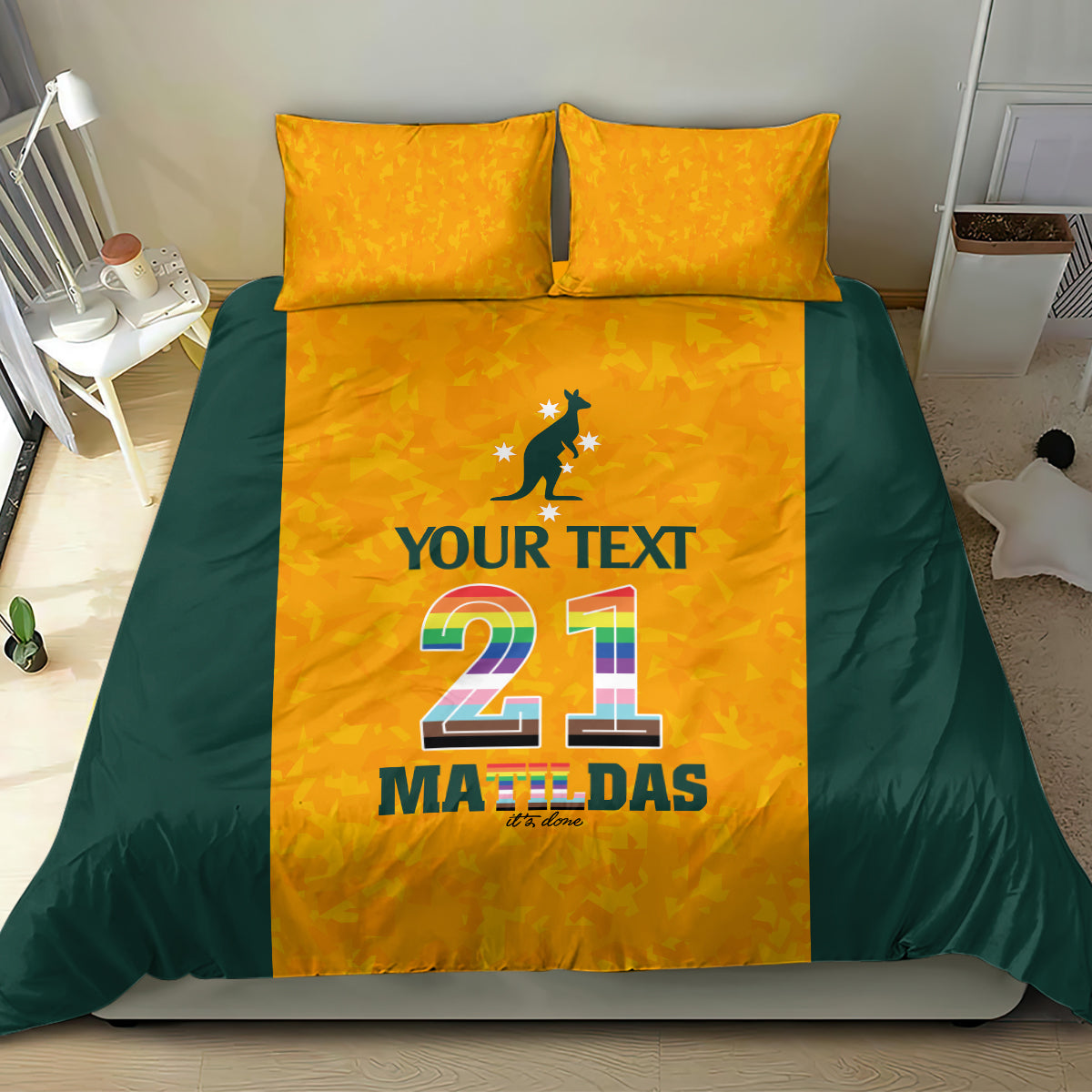 Custom Australia Matildas Pride With Kangaroo Bedding Set - Vibe Hoodie Shop