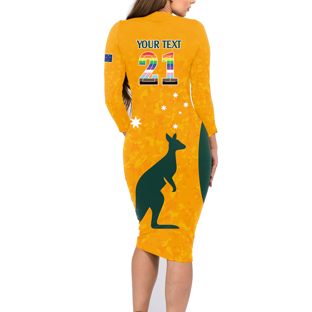 custom-australia-matildas-pride-with-kangaroo-family-matching-long-sleeve-bodycon-dress-and-hawaiian-shirt