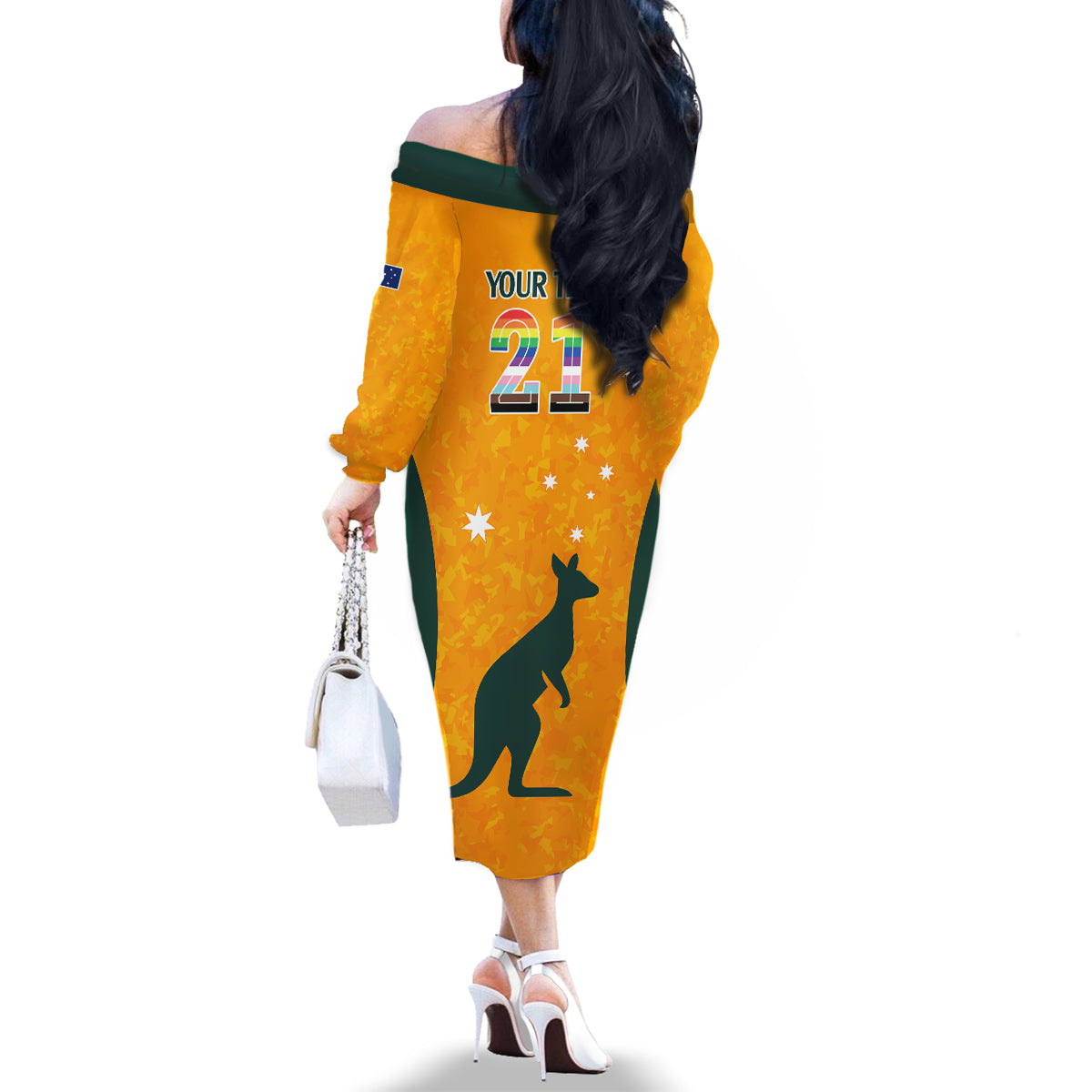 custom-australia-matildas-pride-with-kangaroo-family-matching-off-shoulder-long-sleeve-dress-and-hawaiian-shirt