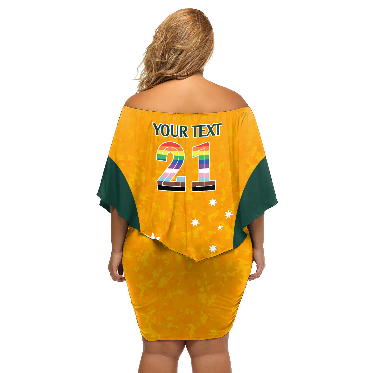 custom-australia-matildas-pride-with-kangaroo-family-matching-off-shoulder-short-dress-and-hawaiian-shirt