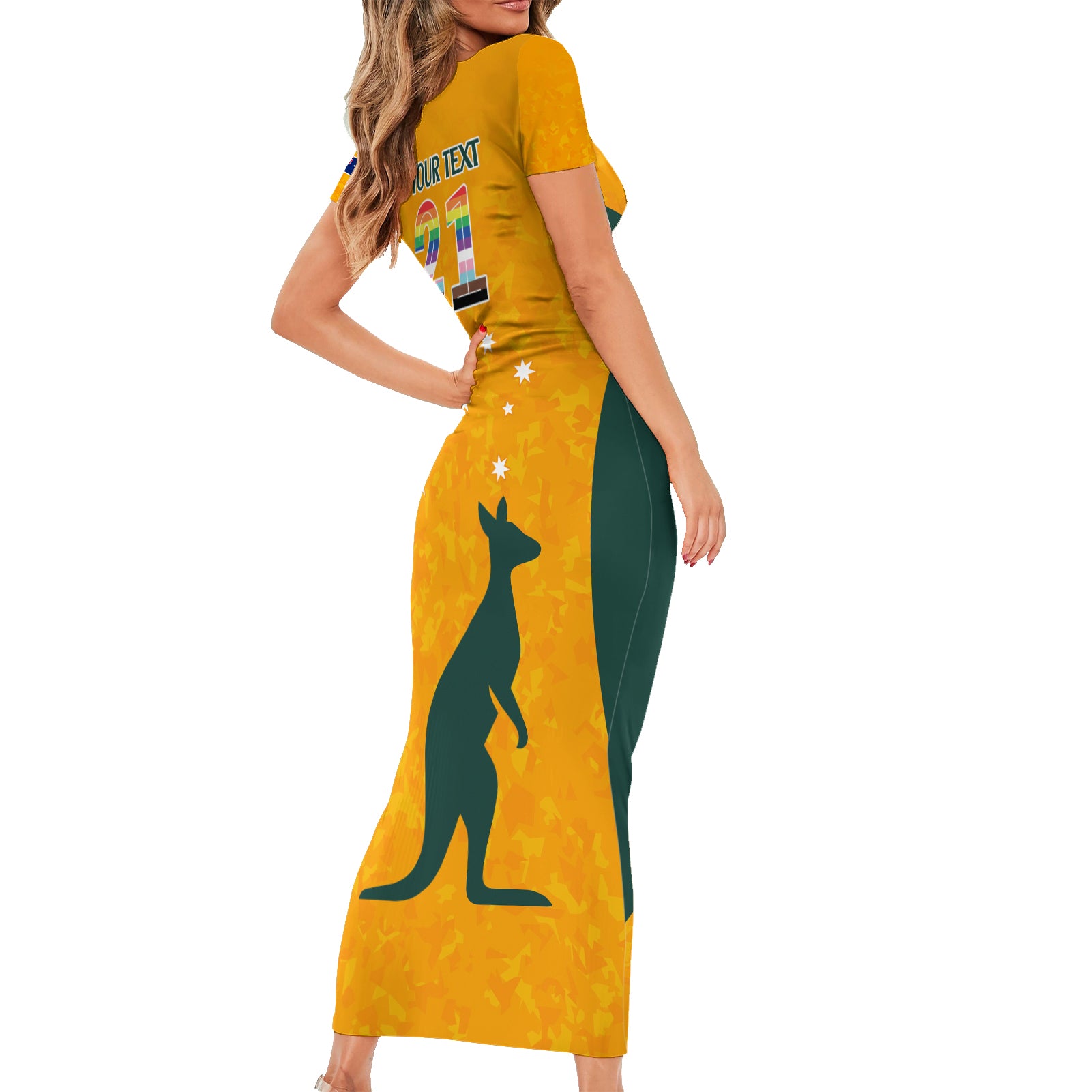 custom-australia-matildas-pride-with-kangaroo-family-matching-short-sleeve-bodycon-dress-and-hawaiian-shirt