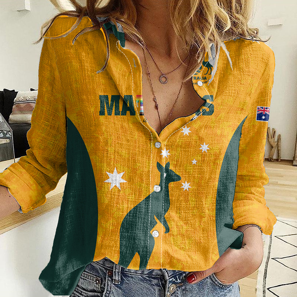Custom Australia Matildas Pride With Kangaroo Women Casual Shirt - Vibe Hoodie Shop