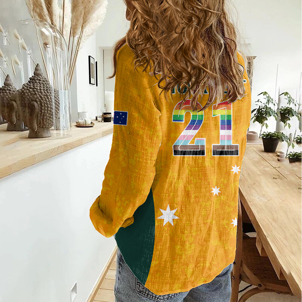 Custom Australia Matildas Pride With Kangaroo Women Casual Shirt - Vibe Hoodie Shop