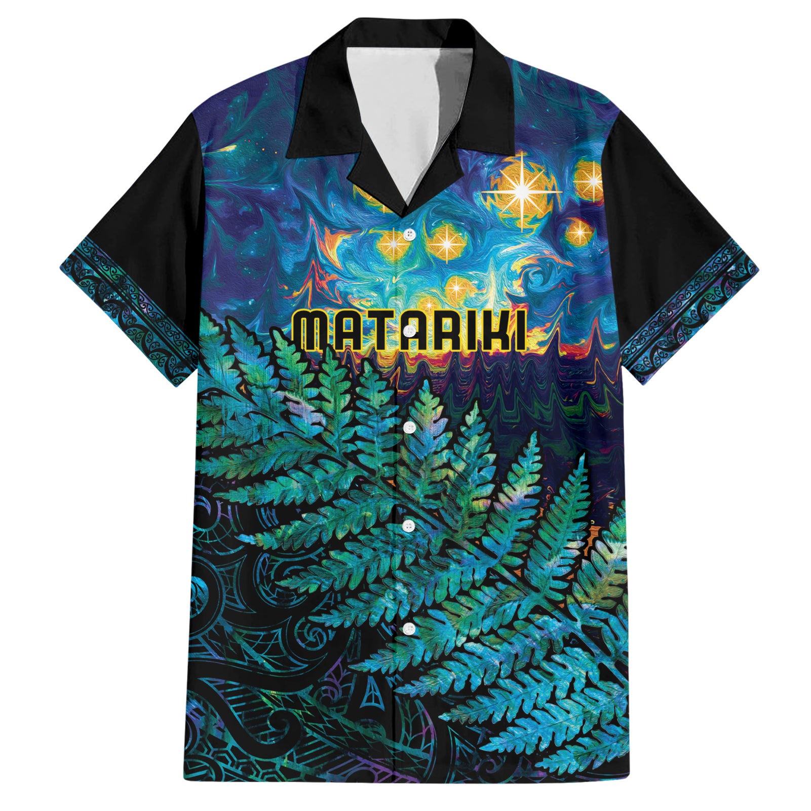 Matariki Te Tau Hou Maori Hawaiian Shirt New Zealand Silver Fern Night Starry Sky - Vibe Hoodie Shop