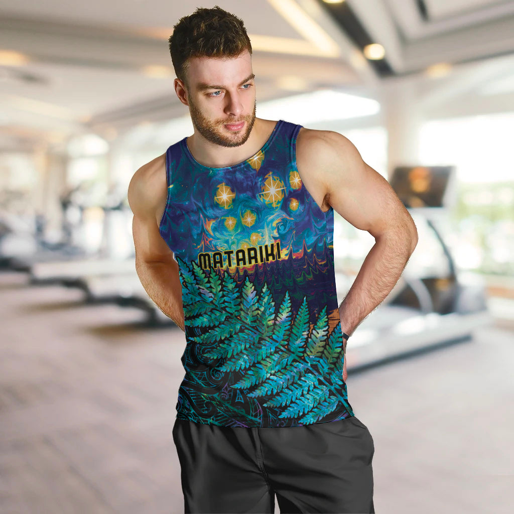 Matariki Te Tau Hou Maori Men Tank Top New Zealand Silver Fern Night Starry Sky - Vibe Hoodie Shop