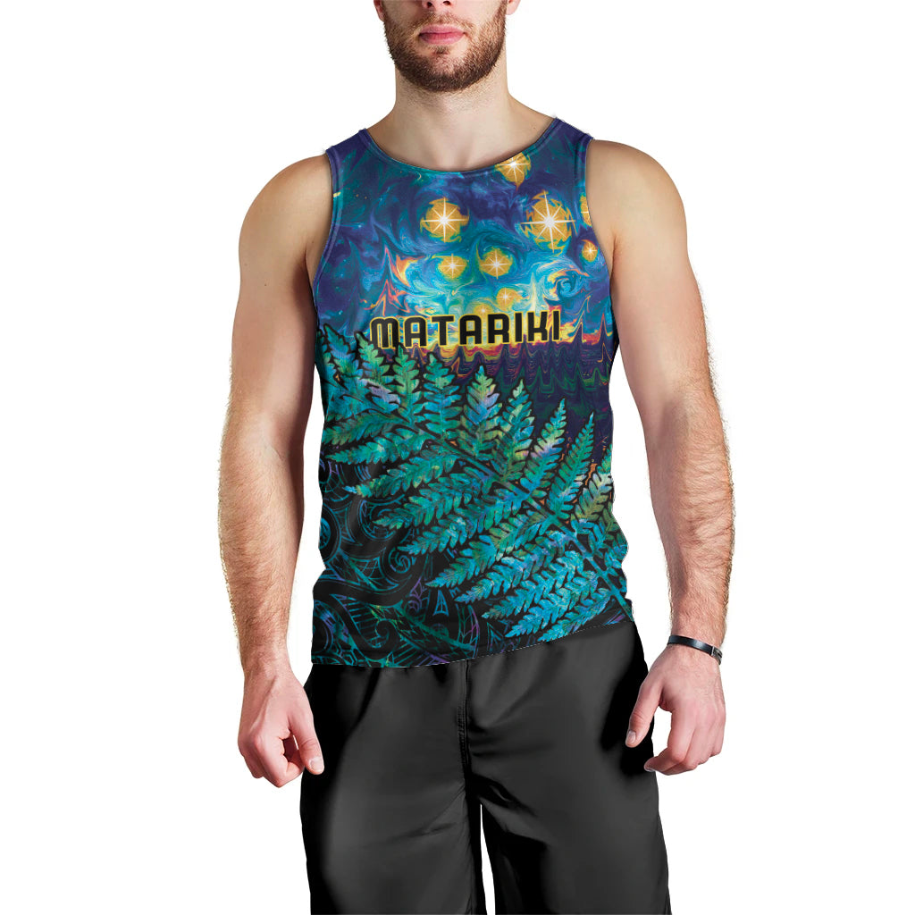 Matariki Te Tau Hou Maori Men Tank Top New Zealand Silver Fern Night Starry Sky - Vibe Hoodie Shop
