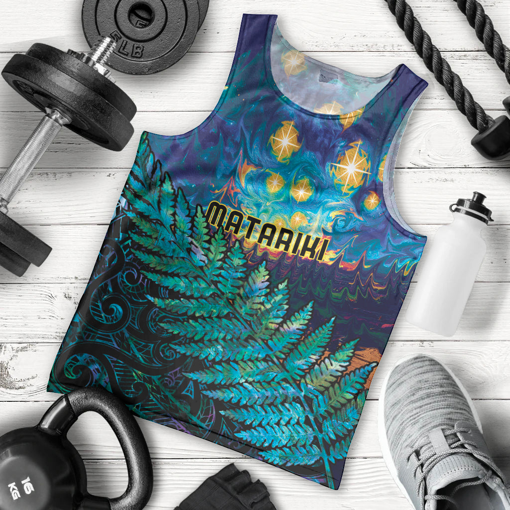 Matariki Te Tau Hou Maori Men Tank Top New Zealand Silver Fern Night Starry Sky - Vibe Hoodie Shop
