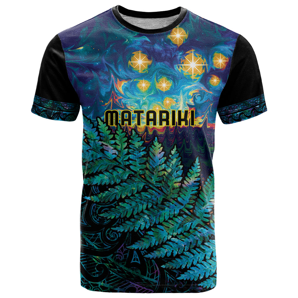 Matariki Te Tau Hou Maori T Shirt New Zealand Silver Fern Night Starry Sky LT9 - Vibe Hoodie Shop