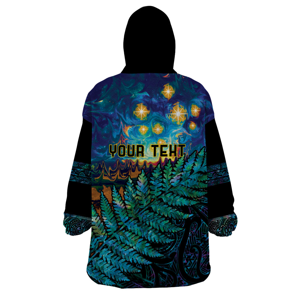 Matariki Te Tau Hou Maori Wearable Blanket Hoodie New Zealand Silver Fern Night Starry Sky - Vibe Hoodie Shop